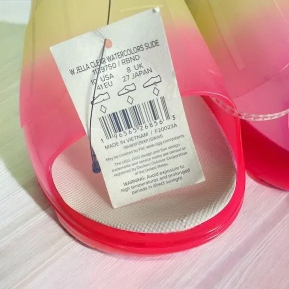 NWT UGG Jella Clear Watercolor Slide Sandals Multicolor Size 10 - Picture 12 of 15